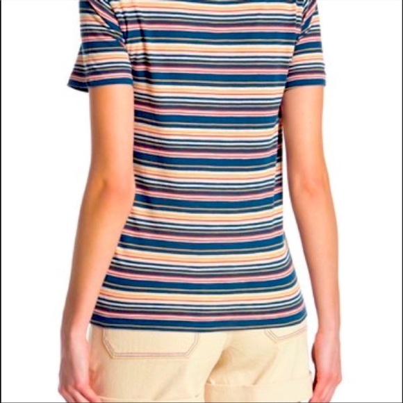 💜 3/25 Madewell Frisbee Striped V-Neck Tee XL - Picture 2 of 7